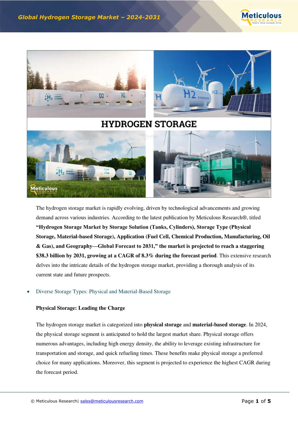 global hydrogen storage market 2024 2031