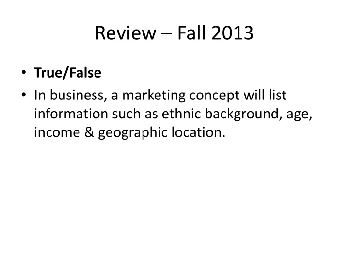 review fall 2013