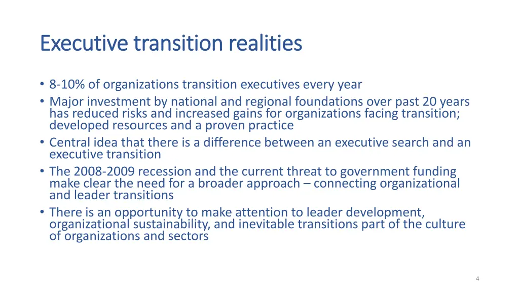 executive transition realities executive