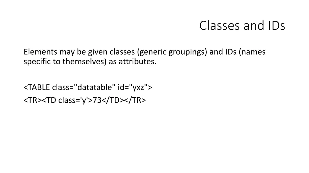 classes and ids