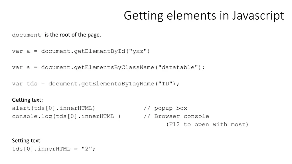 getting elements in javascript