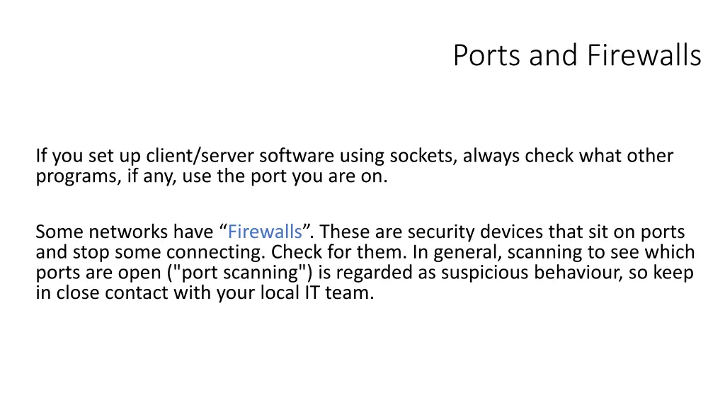 ports and firewalls