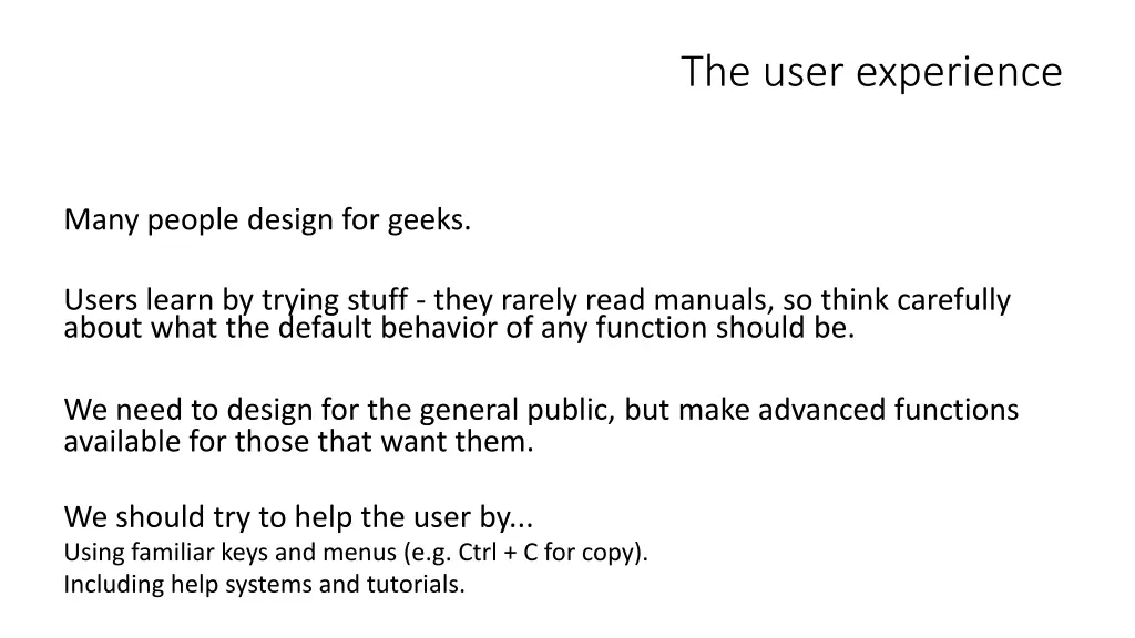 the user experience