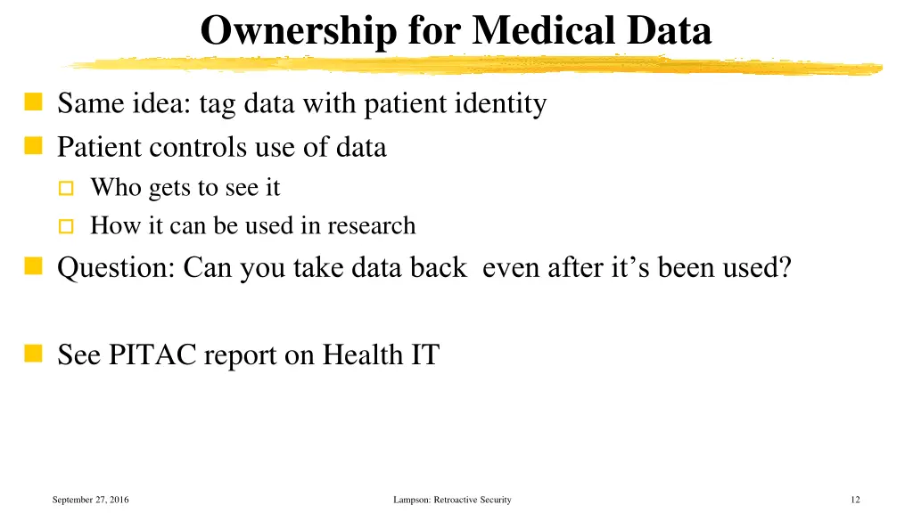 ownership for medical data