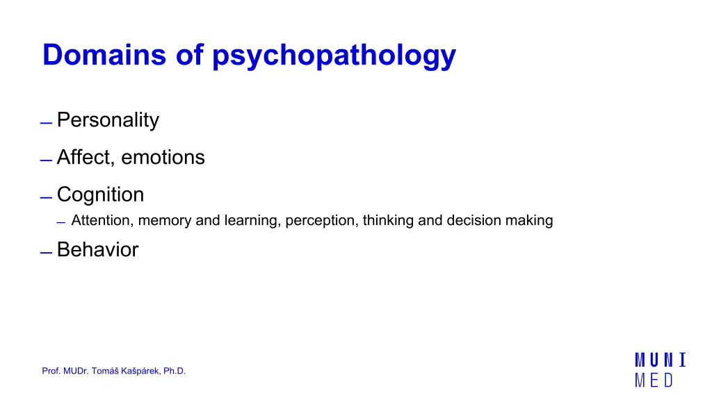 domains of psychopathology