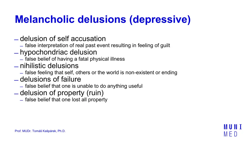 melancholic delusions depressive