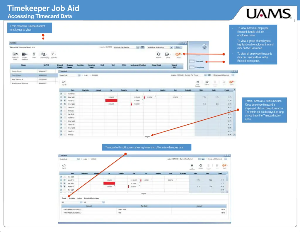 timekeeper job aid accessing timecard data