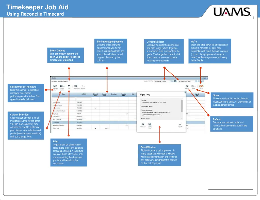 timekeeper job aid using reconcile timecard