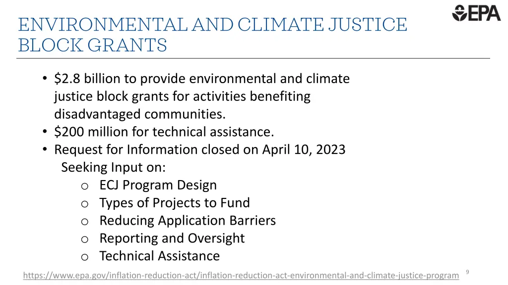 environmental and climate justice block grants