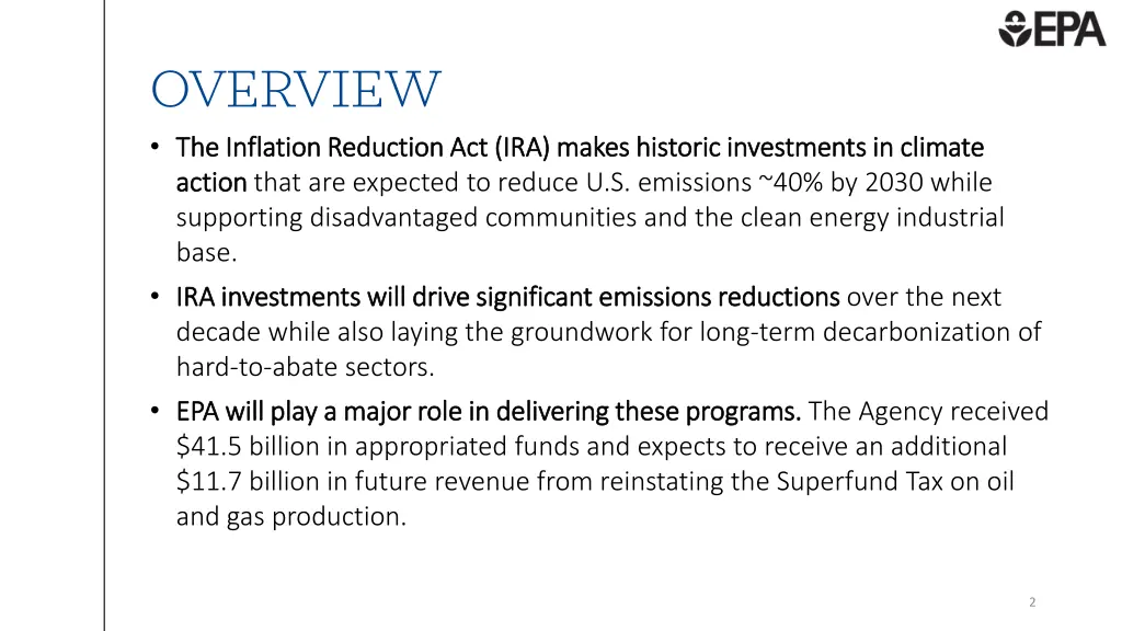 overview the inflation reduction act ira makes