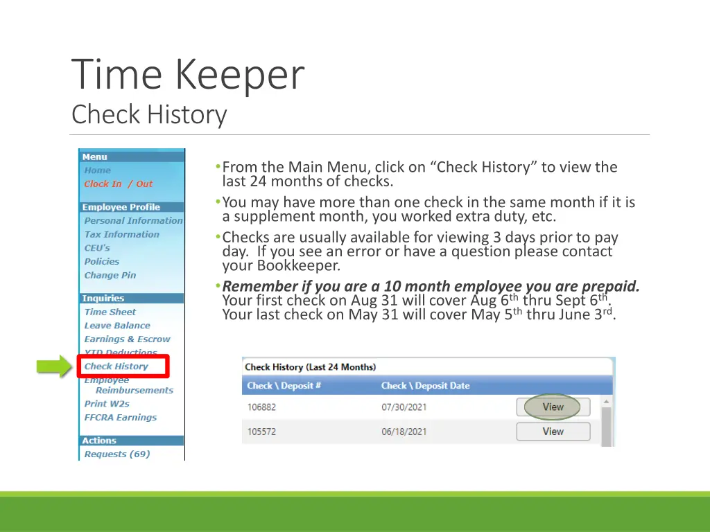 time keeper check history