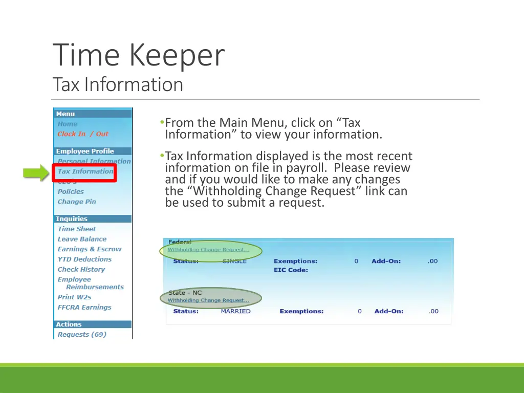 time keeper tax information