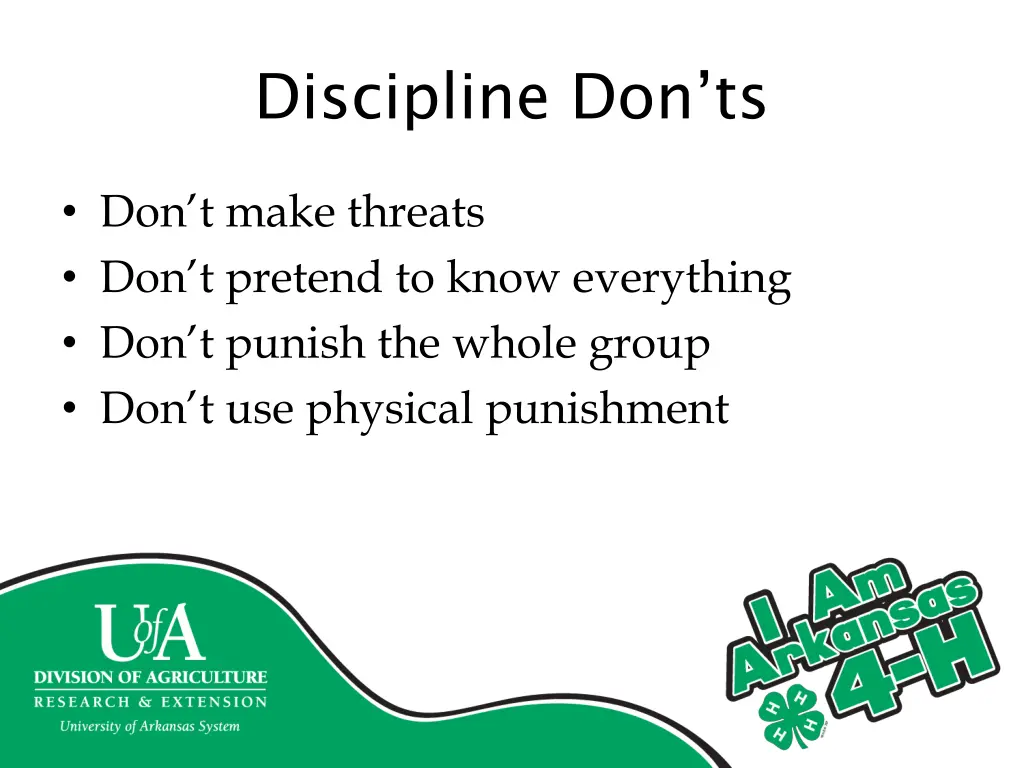 discipline don ts