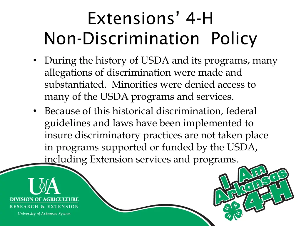 extensions 4 h non discrimination policy