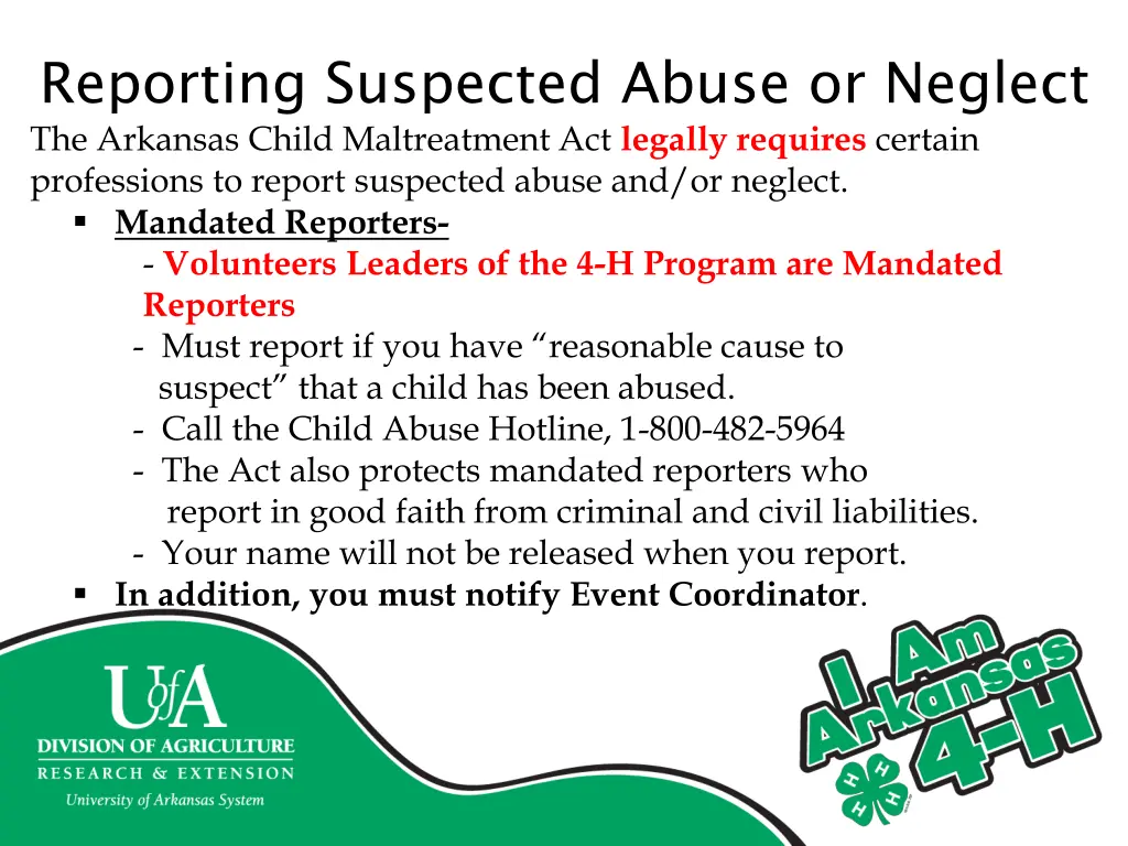 reporting suspected abuse or neglect the arkansas