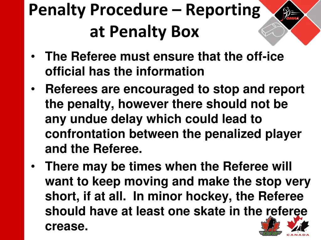 penalty procedure reporting at penalty box