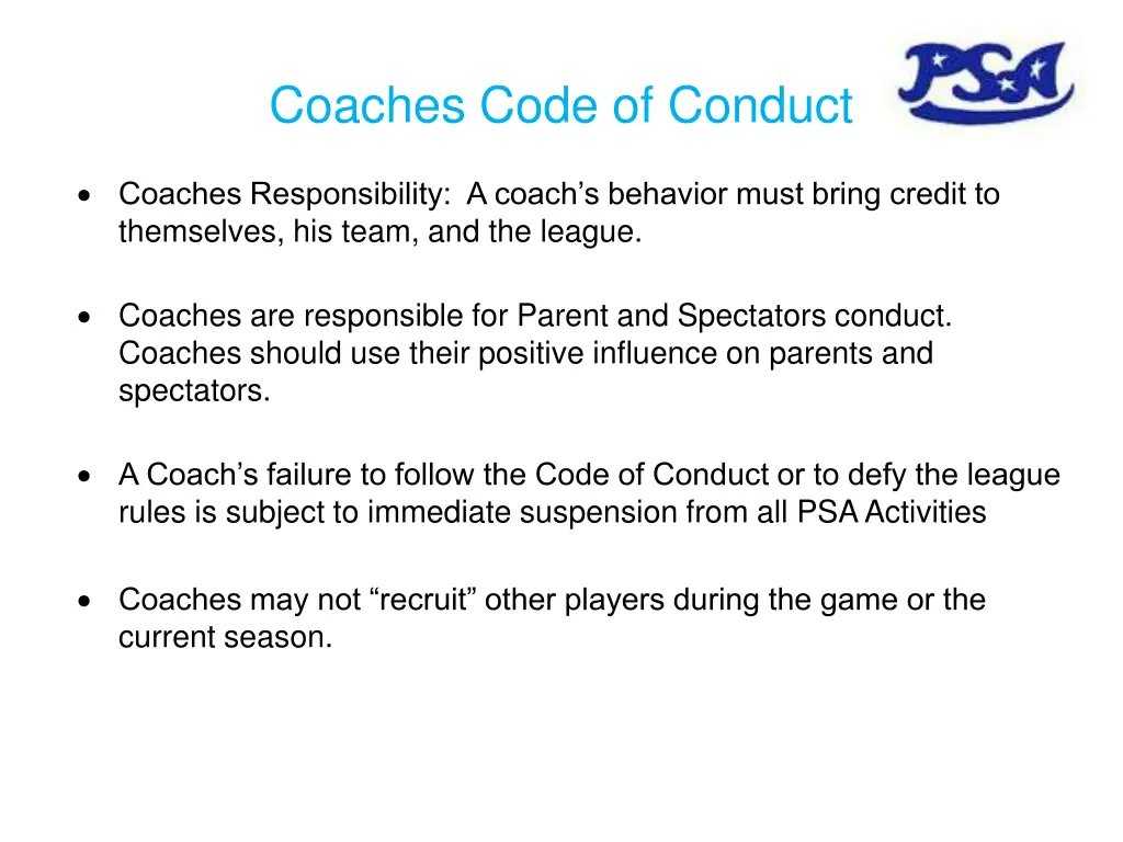 coaches code of conduct