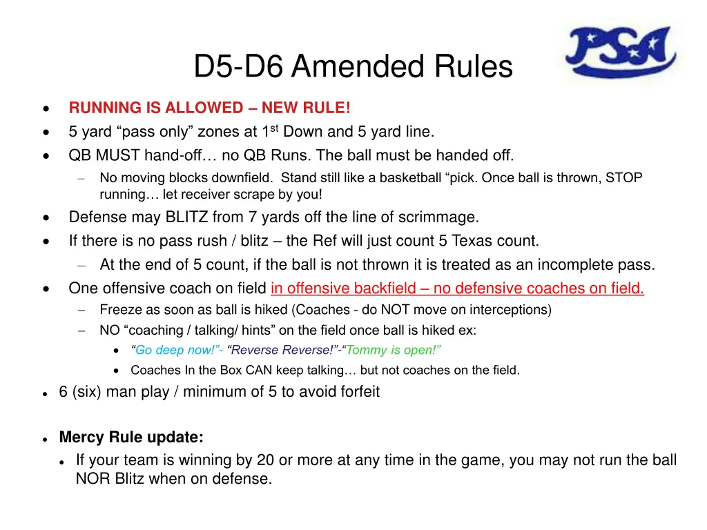 d5 d6 amended rules