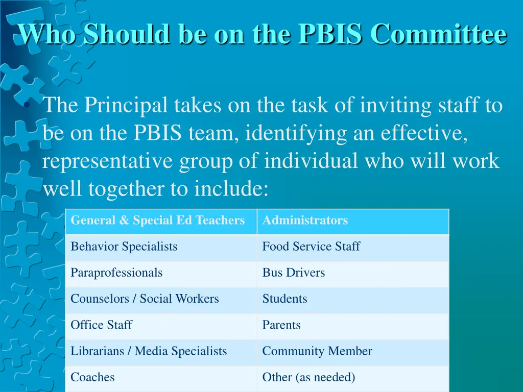 who should be on the pbis committee