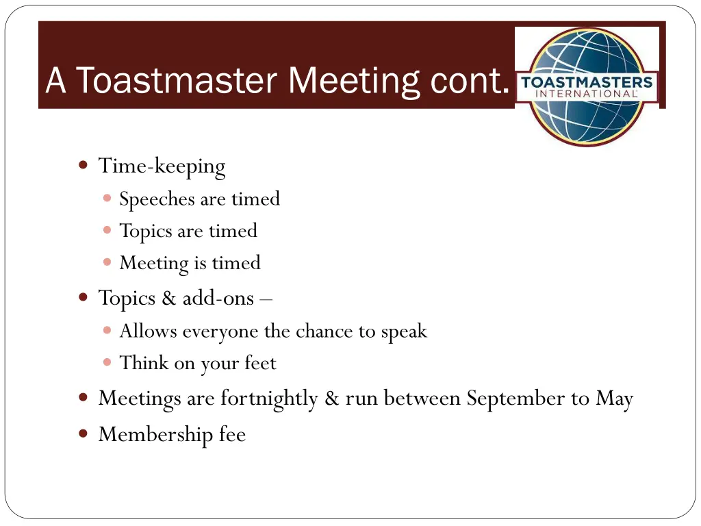 a toastmaster meeting cont