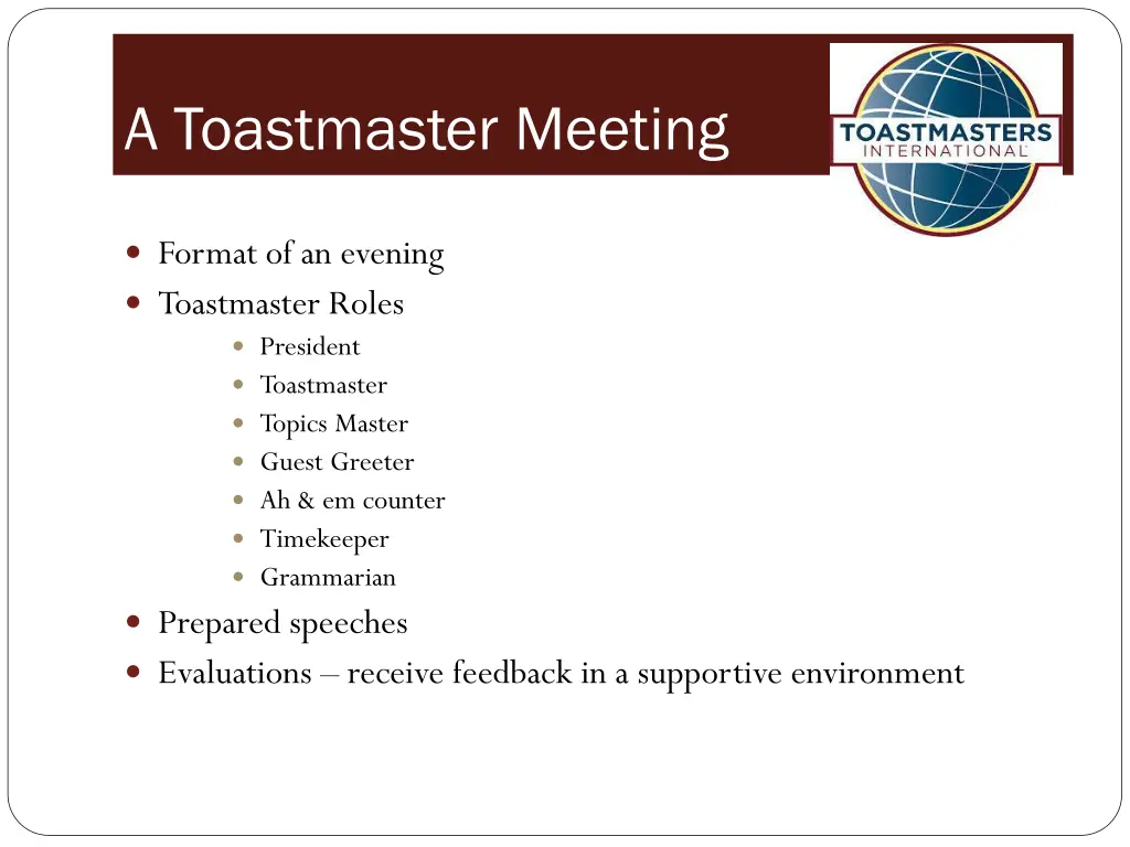 a toastmaster meeting