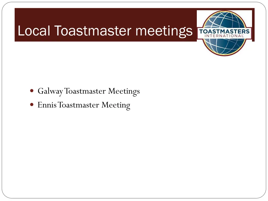 local toastmaster meetings