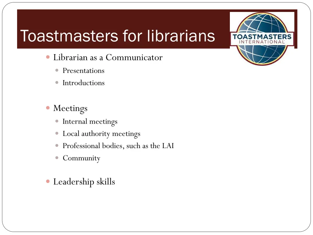 toastmasters for librarians