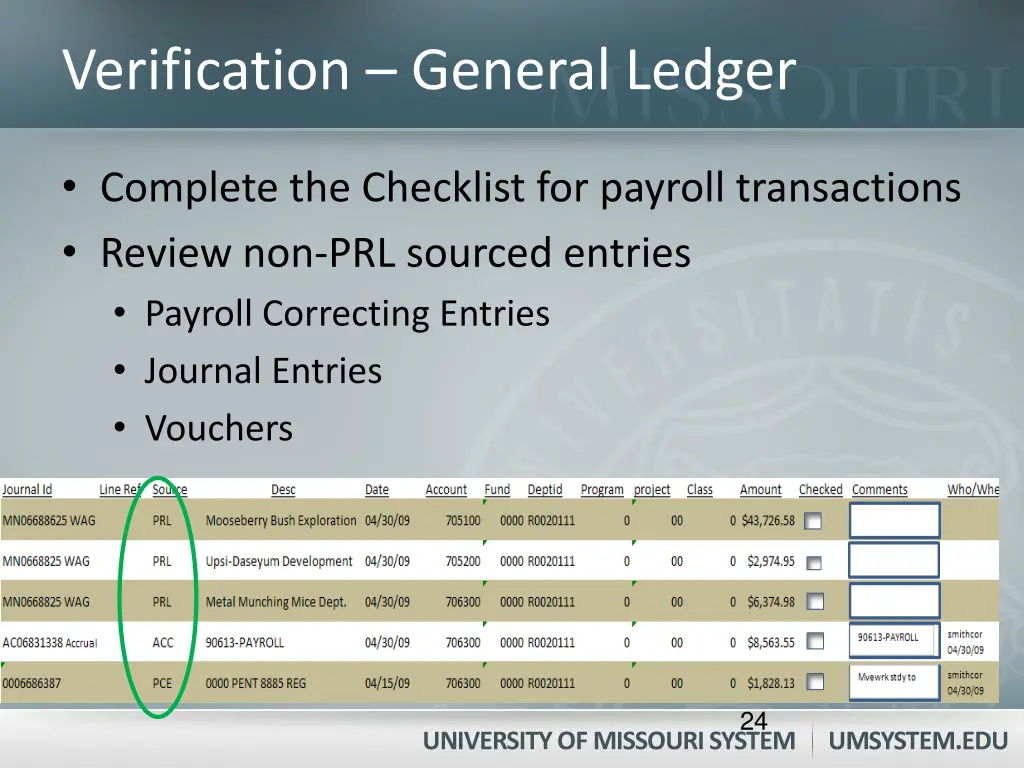 verification general ledger 1