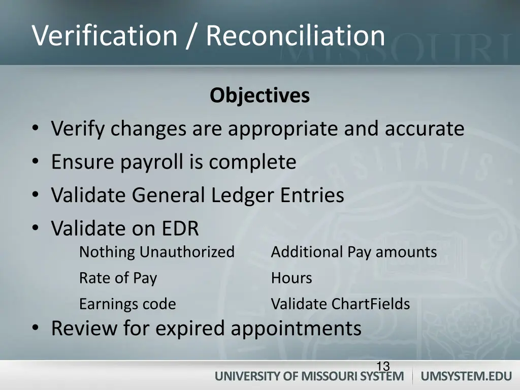 verification reconciliation 1