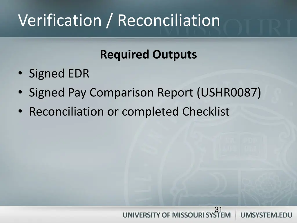 verification reconciliation 2