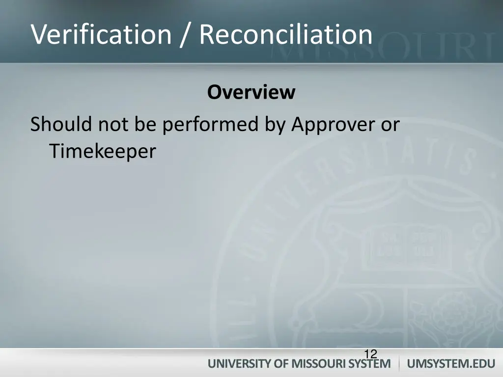 verification reconciliation