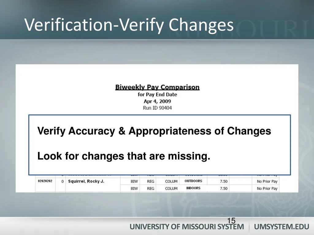 verification verify changes 1