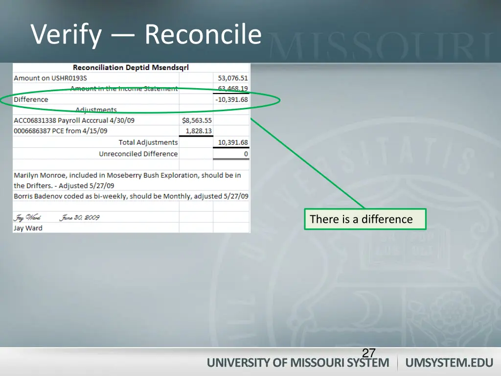 verify reconcile 2