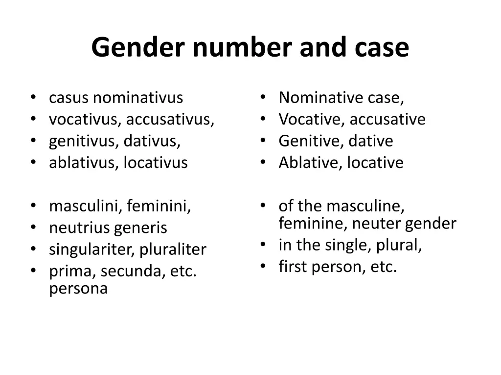 gender number and case