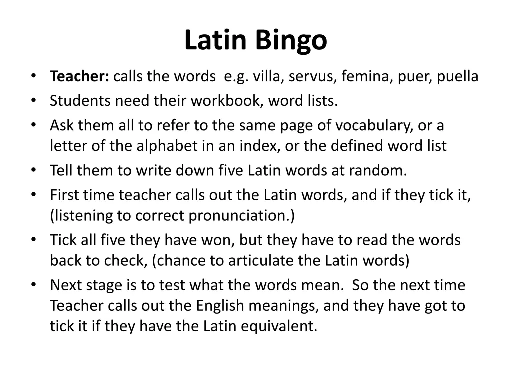 latin bingo