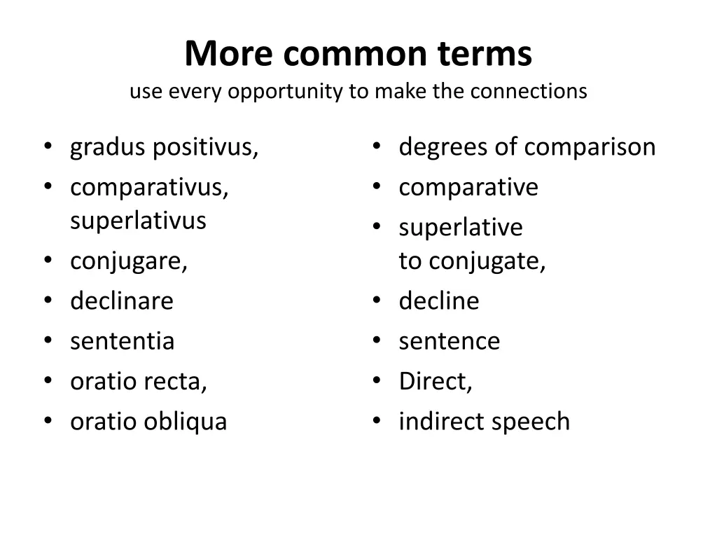 more common terms use every opportunity to make