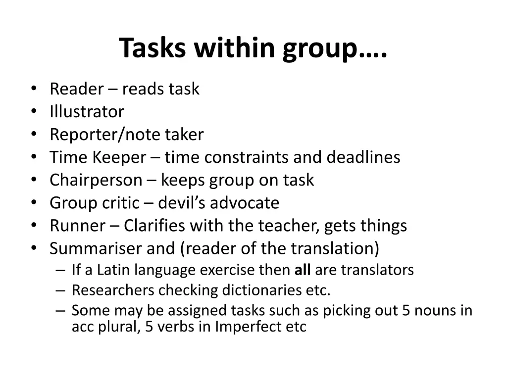 tasks within group