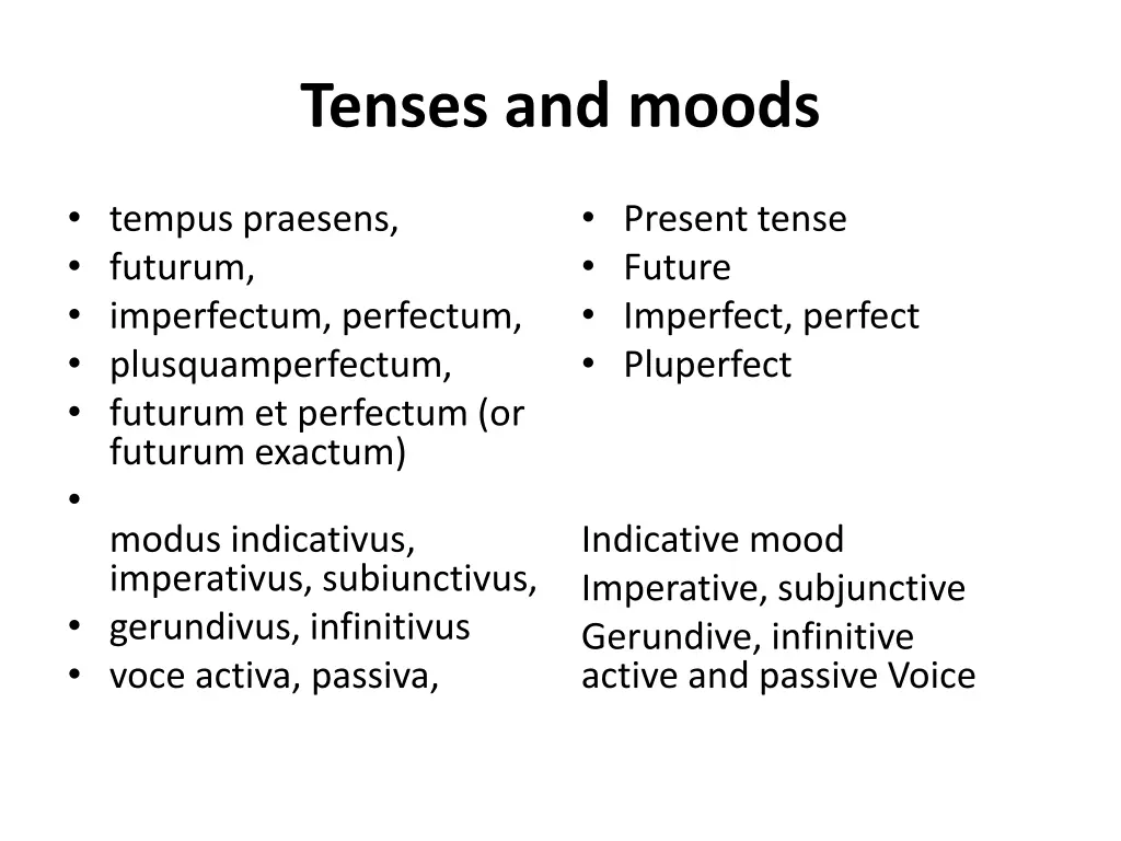 tenses and moods