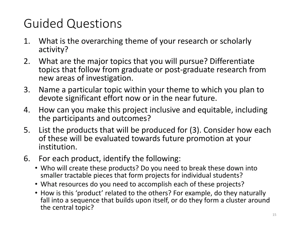 guided questions