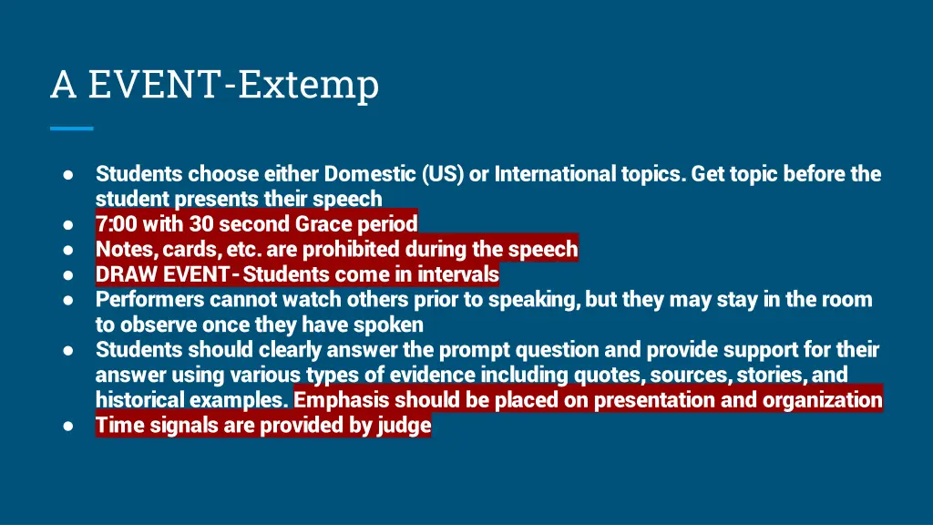 a event extemp