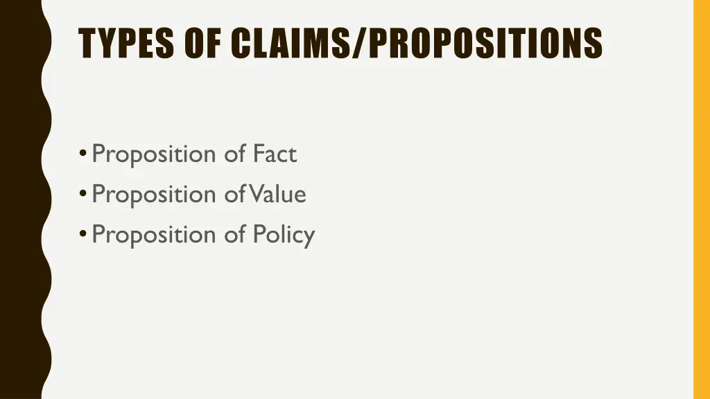 types of claims propositions