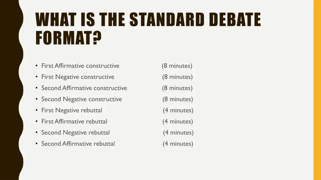 what is the standard debate format