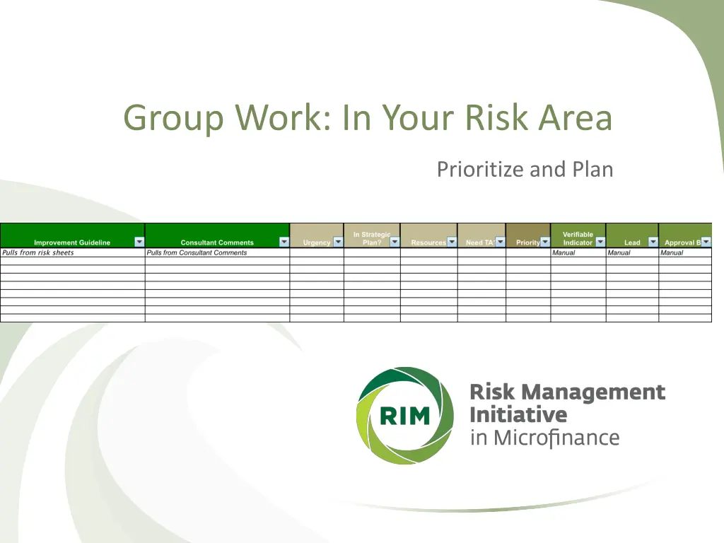 group work in your risk area