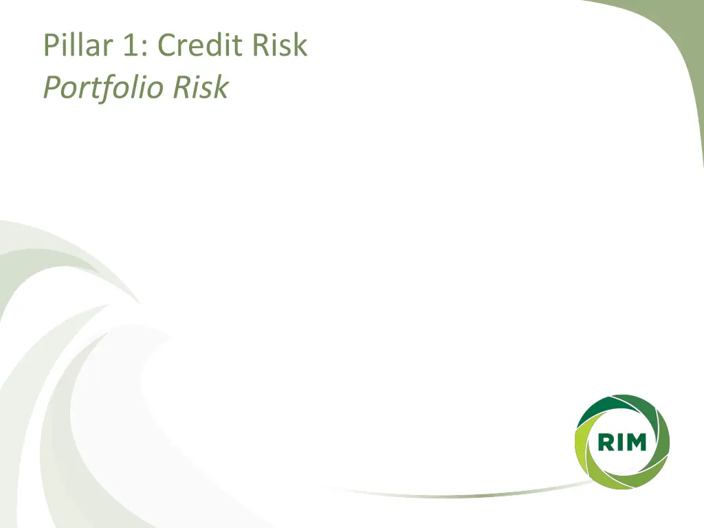 pillar 1 credit risk portfolio risk