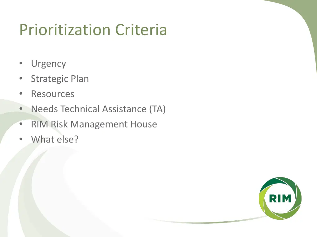 prioritization criteria