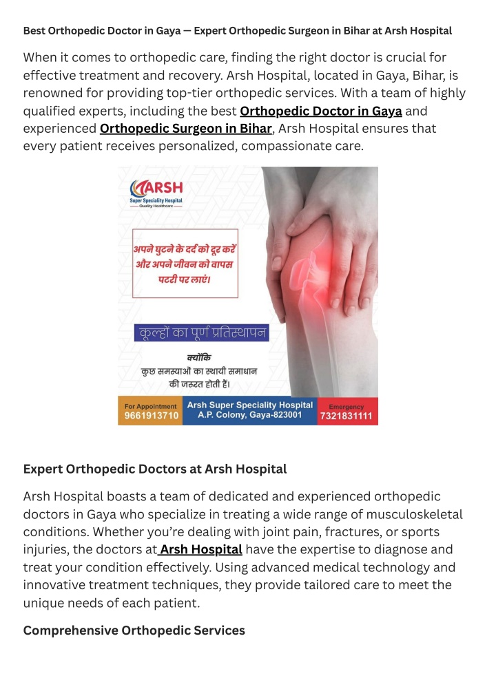 best orthopedic doctor in gaya expert orthopedic