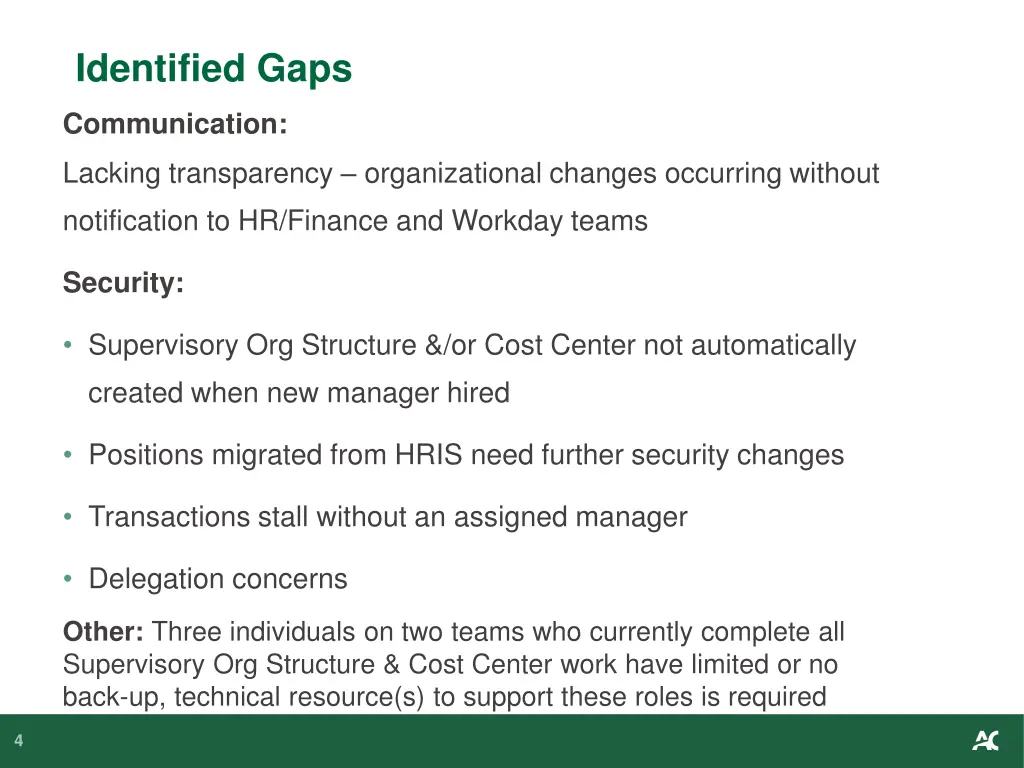 identified gaps