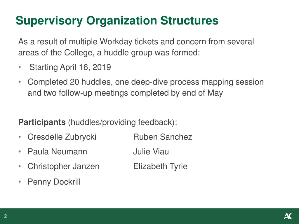 supervisory organization structures