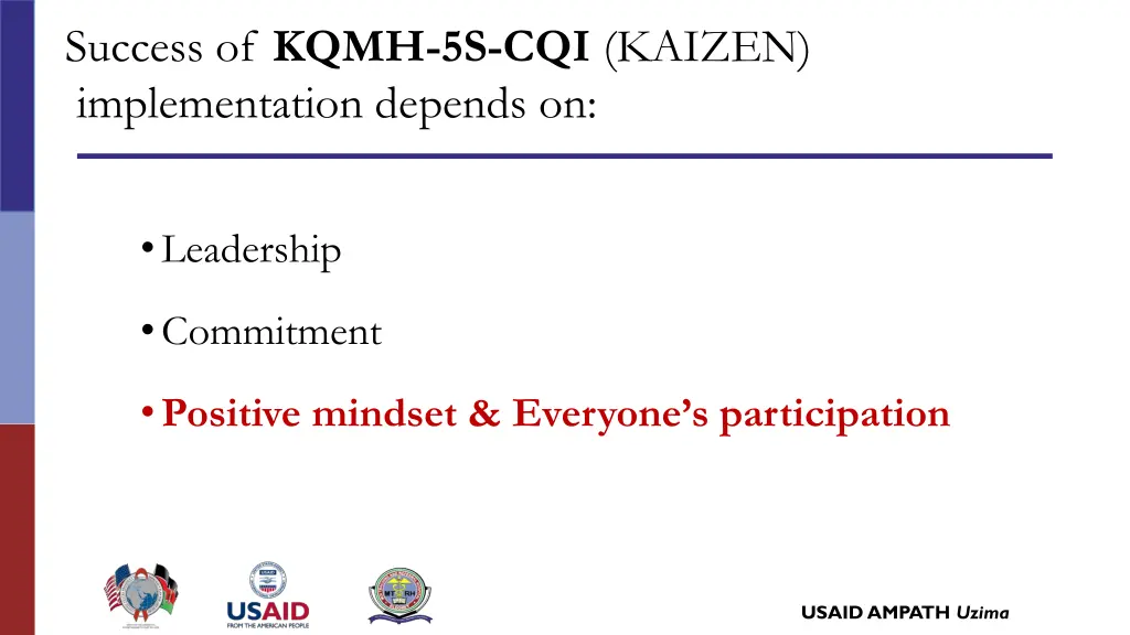 success of kqmh 5s cqi kaizen implementation