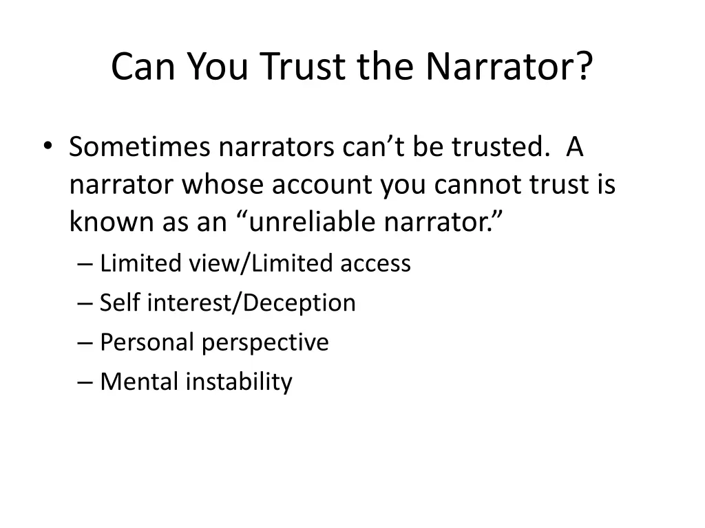 can you trust the narrator